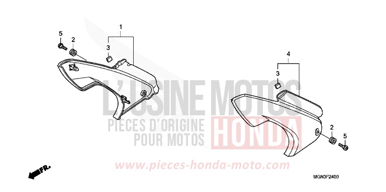 COUVERCLE LATERAL de CBF600S ABS PEARL NIGHTSTAR BLACK (NHA84) de 2010